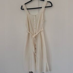 Rails Clement Sleeveless Button Up Linen Midi Dress Parchment Cream M